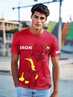 Bewakoof - Official Marvel Men's Bold Red Iron Man Graphic Printed T-shirt