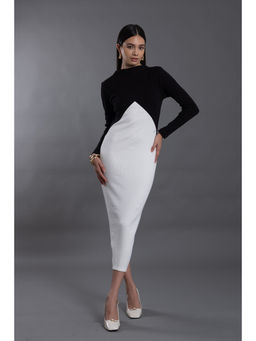 VANTEN - Black Jayne Colorblock Dress