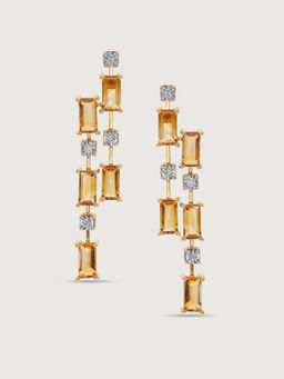 Mia by Tanishq - Citrine & Diamond Cascade 14KT Yellow Citrine Drop Earrings