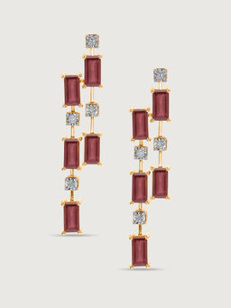 Mia by Tanishq - Sparkling Baguettes 14KT Ruby & Diamond Drop Earrings