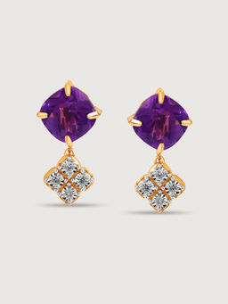 Mia by Tanishq - Moonlit Martini 14KT Diamond & Amethyst Drop Earrings