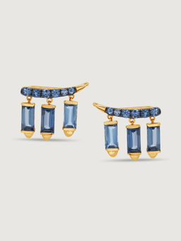 Mia by Tanishq - Skyline Sparkle 14KT London Blue Topaz Drop Earrings