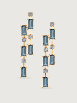 Mia by Tanishq - Dreamy London Blue Blaze & Diamond 14KT Drop Earrings