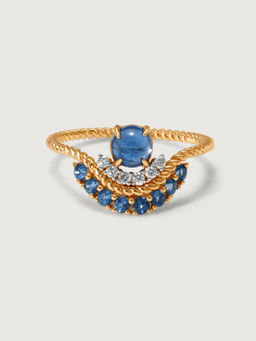 Mia by Tanishq - Bubbly Bliss 14KT Diamond & London Blue Topaz Finger Ring (14)