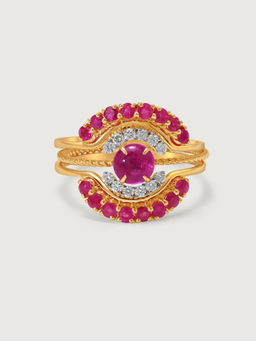 Mia by Tanishq - Red Elixir 14KT Ruby & Diamond Finger Ring (14)
