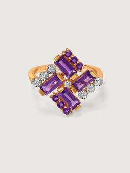 Mia by Tanishq - Dazzling Martini Marvel 14KT Diamond & Amethyst Finger Ring (14)