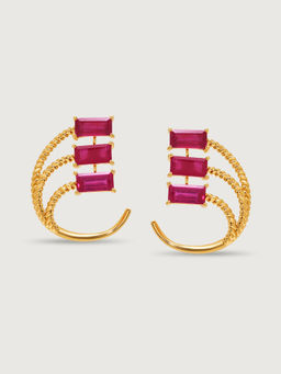 Mia by Tanishq - Allure 14KT Ruby Hoop Earrings
