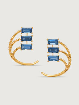 Mia by Tanishq - Azure 14KT London Blue Topaz Hoop Earrings