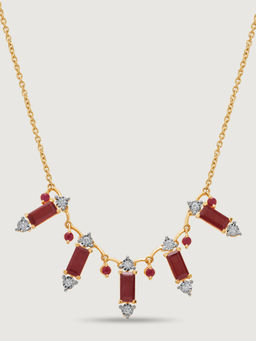 Mia by Tanishq - Scarlet Soirée 14KT Diamond & Ruby Necklace (16.5)