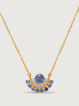 Mia by Tanishq - Bubbly Bliss 14KT Diamond & London Blue Topaz Necklace (16.5)