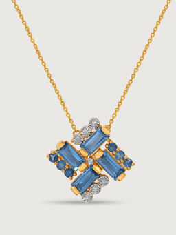 Mia by Tanishq - Tranquillity Twirls 14KT Diamond & London Topaz Necklace