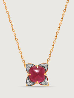 Mia by Tanishq - Scarlet Blooms Ruby & Diamond 14KT Pendant