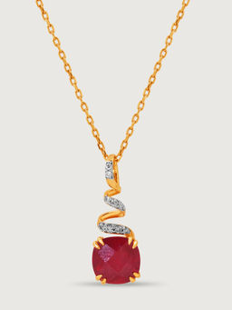Mia by Tanishq - Classically Chic 14KT Ruby & Diamond Pendant