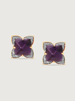 Mia by Tanishq - Aurora's Embrace 14KT Amethyst & Diamond Stud Earrings