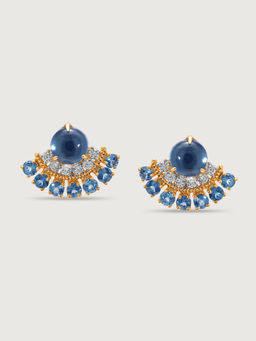 Mia by Tanishq - Bubbly Bliss 14KT Diamond & London Blue Topaz Stud Earrings