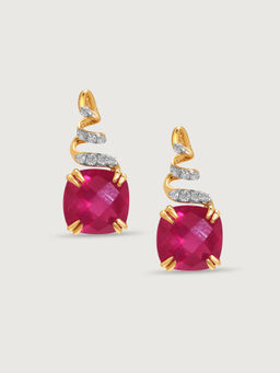 Mia by Tanishq - Classically Chic 14KT Ruby & Diamond Stud Earrings