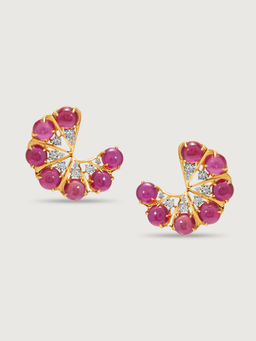 Mia by Tanishq - Bijou Bliss 14KT Diamond & Ruby Stud Earrings