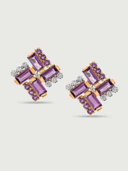 Mia by Tanishq - Dazzling Martini Marvel 14KT Diamond & Amethyst Stud Earrings