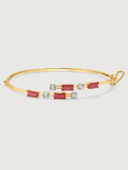 Mia by Tanishq - Sparkling Baguettes 14KT Ruby & Diamond Bangle (2-2)