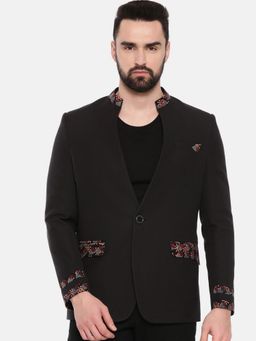 MAYANK MODI - Black Printed Cotton Blazer