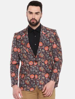 MAYANK MODI - Black Floral Cotton Linen Blazer