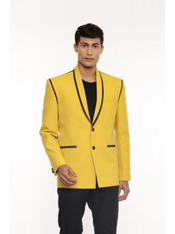MAYANK MODI - Yellow Colourblock Polyester Satin Blazer