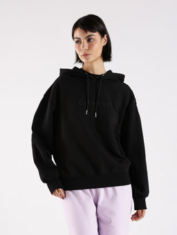 Calvin Klein - Regular Fit Black Cotton Hooded Neck Hoodie