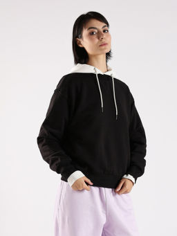 Calvin Klein - Regular Fit Black Cotton Hooded Neck Hoodie