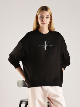 Calvin Klein - Regular Fit Black Cotton Crew Neck Regular Sweatshirt
