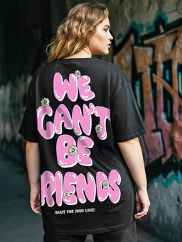 Bewakoof - Women's Black We Can't be Friends Typography Plus Size T-shirt