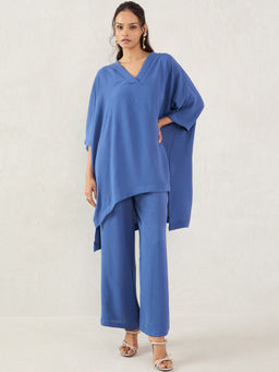 Femmella - Denim Blue Asymmetric Co-Ord (Set of 2)