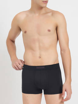 Guess - Black Cotton Solid Men Trunk