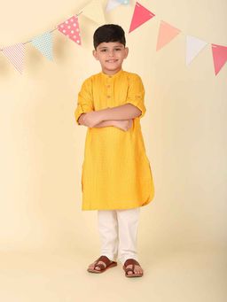 Fabindia - Yellow Solid Kurta