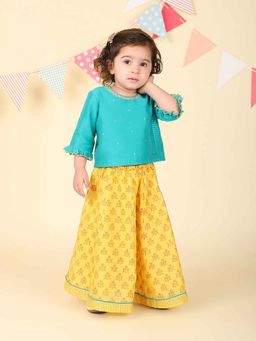 Fabindia - Yellow Floral Lehenga and Choli (Set of 2)