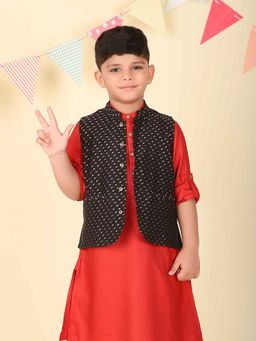 Fabindia - Black Woven Nehru Jacket