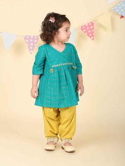 Fabindia - Blue Embroidered Kurta and Salwar (Set of 2)