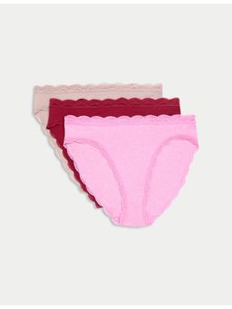 Marks & Spencer - Multi-Color Pack of 3 Cotton Rich High Leg Knickers