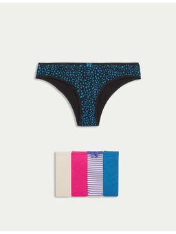 Marks & Spencer - Multi-Color Pack of 5 Cotton Lycra Brazilian Knickers