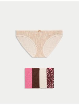 Marks & Spencer - Multi-Color Pack of 5 Cotton Lycra Bikini Knickers