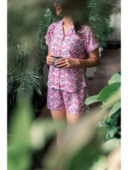 Private Lives - Floral Cotton Shorts with Shirt Pink