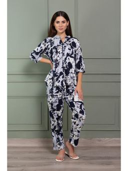 Private Lives - Abstract Print Cotton Nightsuit with Gathers
