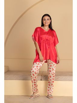 Private Lives - Red Satin Kaftan Nightsuit