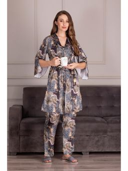 Private Lives - Abstract Print Nightsuit with Robe