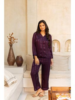Private Lives - Majestic Wine Stripe Nightsuit