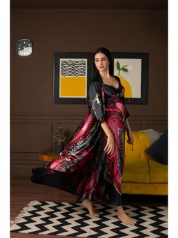 Private Lives - Black Satin Dakota Dreams Nightdress with Shrug