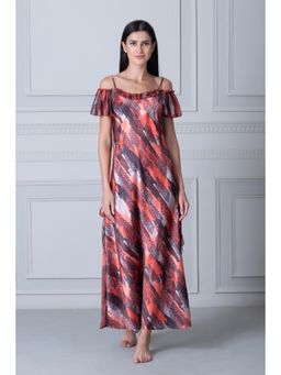 Private Lives - Off Shoulder Printed Satin Nightdress
