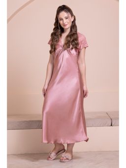 Private Lives - Rose Satin Nightdress with Lace Detail