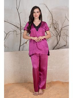 Private Lives - Satin Lounger with Lace Embellishment
