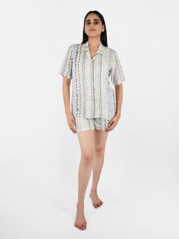 Blissence - Purple Floral Printed Night Suit