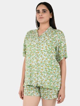 Blissence - Green Daisey Dee Floral Printed Night Suit